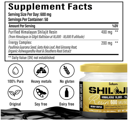 Tabla de Suplementos Satoomi Gold original Shilajit Satoomi Gold